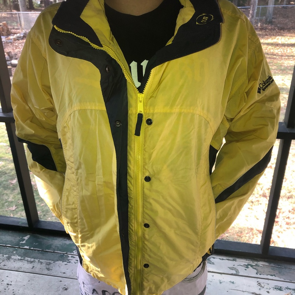 Yellow Columbia rain jacket